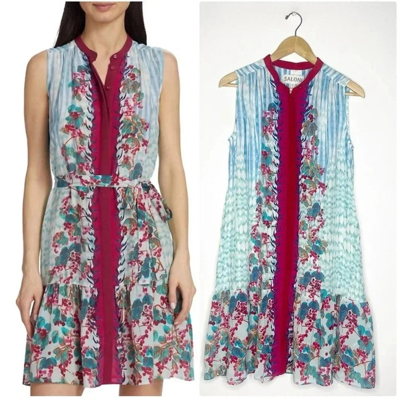 Saloni Tuckernuck Tilly Button Front Cocktail Dress Mulberry Grapes Size 6 - Picture 1 of 8